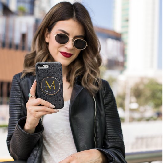Grappig Zwart Golden Luxury Script Monogram Initia Case-Mate iPhone Case