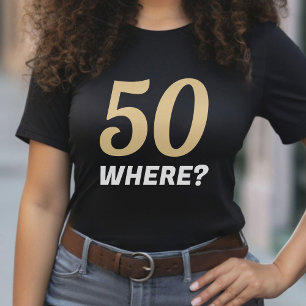 Grappig zwart & goud 50 waar vijftig 50ste verjaar t-shirt