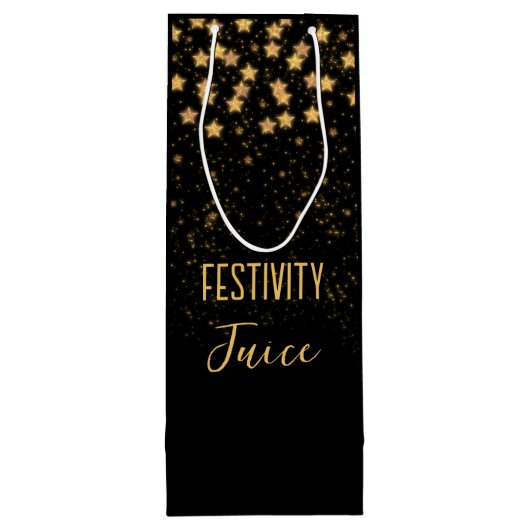 Grappig zwart goud feestelijk wijn cadeautas (Achterkant)