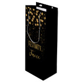 Grappig zwart goud feestelijk wijn cadeautas (Voorkant Gekanteld)