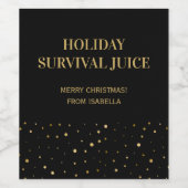 Grappig Zwart Gouden Kerst Overlevings Kerstmis Wijn Etiket (Enkel label)