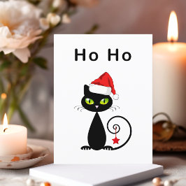 Grappig zwart ho ho sinterklaas kerst kat briefkaart