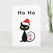 Grappig zwart ho ho sinterklaas kerst kat feestdagen kaart (Voorkant)