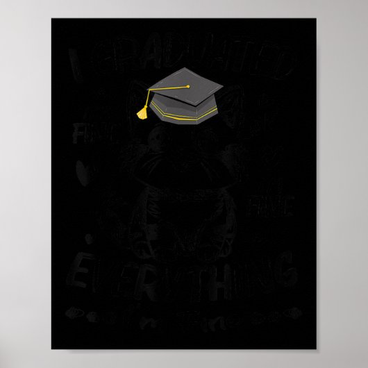 Grappig Zwart Kat Afstuderen Dier Ik ben afgestude Poster (Voorkant)