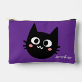 Grappig Zwart Kat Custom Paarse Etui (Voorkant)