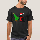 Grappig zwart kat dat kerstboom overspoelt boven k t-shirt (Voorkant)