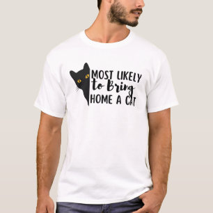 Grappig zwart kat dat waarschijnlijk een kat naar  t-shirt