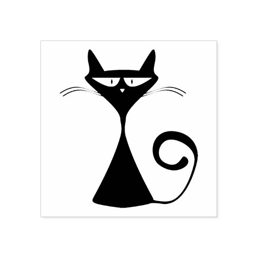 Grappig zwart kat geel ogen silhouet rubberstempel (Afrduk)