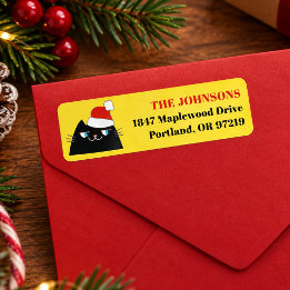 Grappig Zwart Kat Kerst Retouradres Etiket