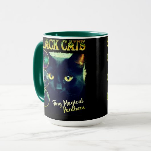 Grappig zwart kat liefhebber faux bootleg 90s Grap Mok (Voorkant links)