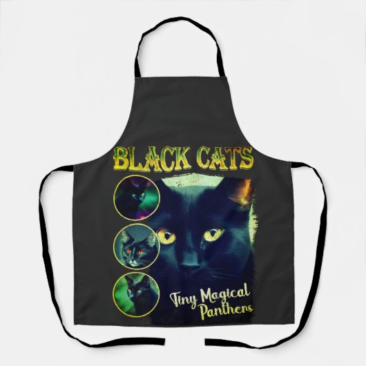 Grappig zwart kat liefhebber faux bootleg 90s Grap Schort (Voorkant)