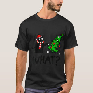 Grappig zwart kat met cadeautjes om de kerstboom o t-shirt