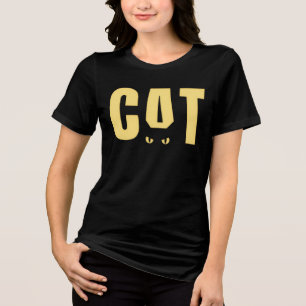 Grappig Zwart Kat Ogen Grafische T-Shirt Minimaa