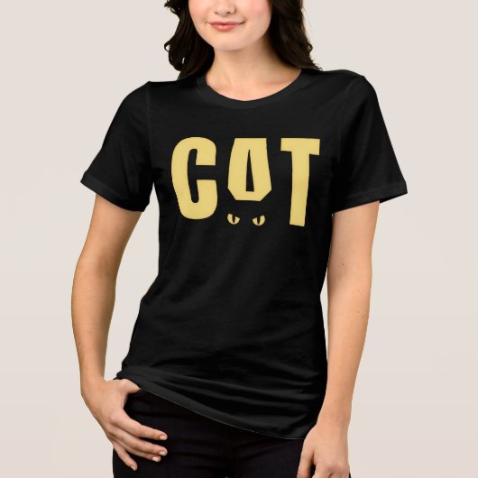 Grappig Zwart Kat Ogen Grafische T-Shirt | Minimaa (Voorkant)