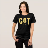 Grappig Zwart Kat Ogen Grafische T-Shirt | Minimaa (Voorkant volledig)
