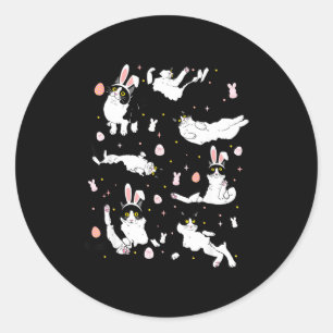 Grappig zwart kat paasei ronde sticker