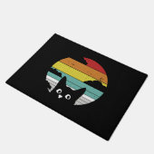 Grappig zwart kat  retro zonsondergang ontwerp deurmat (Schuin)