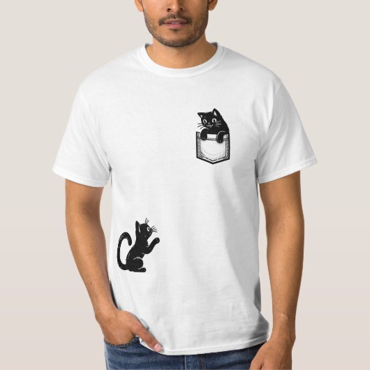 Grappig zwart kat t-shirt (Voorkant)