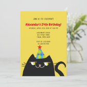 Grappig zwart kat verjaardagsfeestje kaart (Staand voorkant)