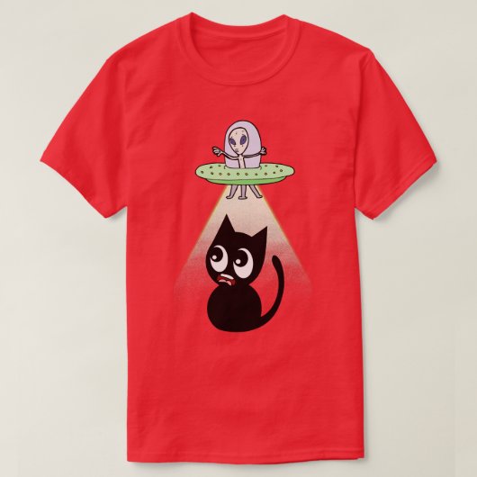 Grappig zwart kat wordt ontvoerd t-shirt (Design voorkant)