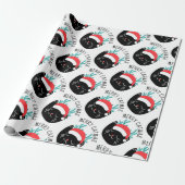 Grappig Zwart Kattenpatroon Vrolijk Kerstfeest Cadeaupapier (Uitgerold)