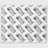 Grappig Zwart Kattenpatroon Vrolijk Kerstfeest Cadeaupapier (Vlak)