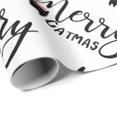 Grappig Zwart Kattenpatroon Vrolijk Kerstfeest Cadeaupapier (Rol Hoek)