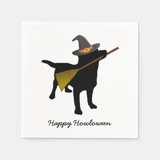 Grappig Zwart Lab Hond Halloween Heks Pet Custom Servet (Voorkant)
