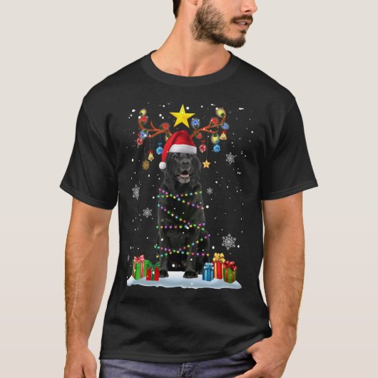 Grappig zwart lab hond kerst rendier kerst l t-shirt (Voorkant)