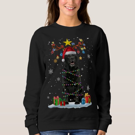 Grappig zwart lab hond kerst rendier kerst l trui (Voorkant)