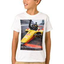 Grappig zwart Lab puppy raceauto T-shirt voor kind