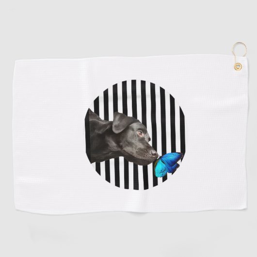 Grappig zwart labrador retriever lab hond eigenaar golfhanddoek (Horizontaal)