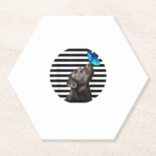 Grappig zwart labrador retriever lab hond eigenaar kartonnen onderzetters