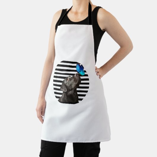 Grappig zwart labrador retriever lab hond eigenaar schort (Insitu)