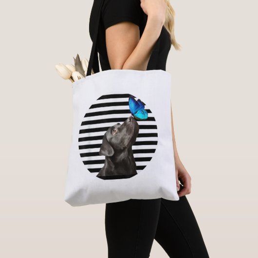 Grappig zwart labrador retriever lab hond eigenaar tote bag (Dichtbij)