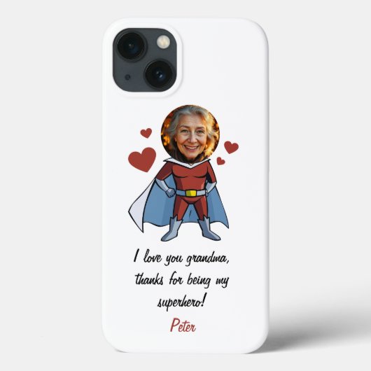 Grappig Zwart & Maroon Cartoon Superheld Oma Case-Mate iPhone Case (Achterkant)