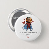 Grappig Zwart & Maroon Cartoon Superheld Oma Ronde Button 5,7 Cm (Voorkant /achterkant)
