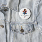 Grappig Zwart & Maroon Cartoon Superheld Oma Ronde Button 5,7 Cm (In situ)