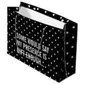 Grappig Zwart met Witte Polka Dot Gift Bag Groot Cadeauzakje (Voorkant Gekanteld)