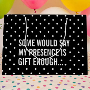 Grappig Zwart met Witte Polka Dot Gift Bag Groot Cadeauzakje