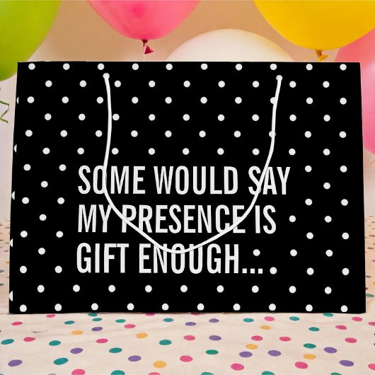 Grappig Zwart met Witte Polka Dot Gift Bag Groot Cadeauzakje