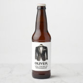 Grappig zwart pak zul je mijn Groomsman voorstel Bier Etiket (Voorkant)