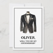 Grappig zwart pak zul je mijn Groomsman voorstel Kaart (Voorkant)