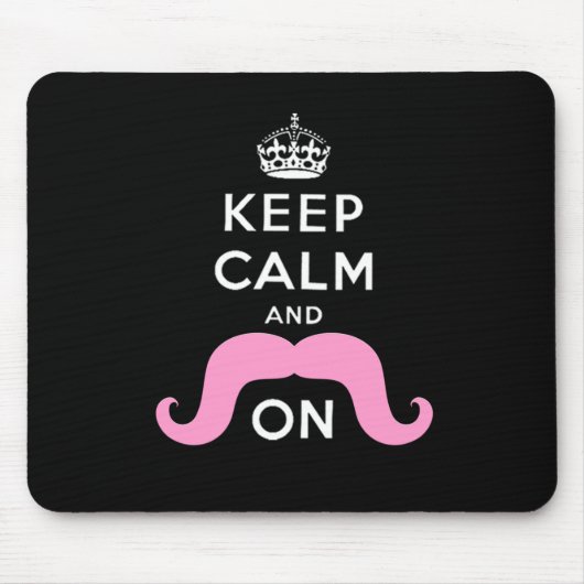 Grappig zwart, roze kalm en snor aan muismat (Voorkant)