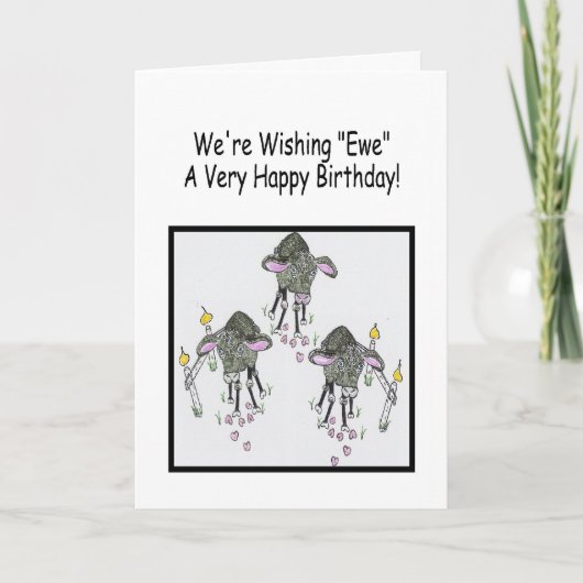 Grappig zwart schaap Happy Birthday Groet Kaart (Voorkant)