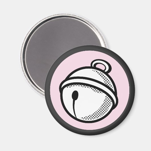 Grappig Zwart Wit Cat Bell Pop Art Cartoon Magneet (Voorkant / Achterkant)