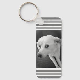 Grappig zwart-wit foto van Schattige hondengezicht Sleutelhanger