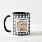 Grappig Zwart Wit Gingham 2 Hond Foto Custom Mok (Links)