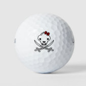 Grappig zwart wit jolly Kat piraat schedel Botten Golfballen (Voorkant)