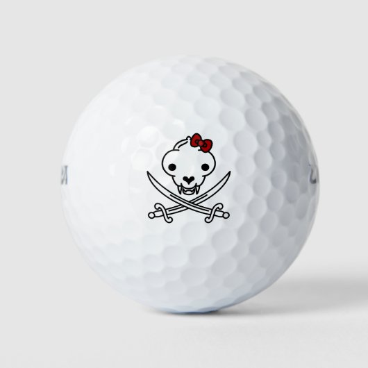 Grappig zwart wit jolly Kat piraat schedel Botten Golfballen (Voorkant)